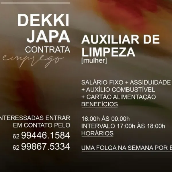 B44

JAPA AUXILIAR DE
CONTRATA aT PEZA

Caalel lata

SALARIO FIXO + ASSIDUIDADE
+ AUXILIO COMBUSTIVEL

+ CARTAO ALIMENTACAO
BENEFICIOS

NTERESSADAS ENTRAR 16:00h AS 00:00h
EM CONTATO PELO INTERVALO 17:00h AS 18:00h

6299446.1584 HORARIOS
62 99867.5334 UMAFOLGANA SEMANA POR £ DEKKI

JAPA AUXILIAR DE

CONTRATA
AT ra ec

SALARIO FIXO + ASSIDUIDADE
+ AUXILIO COMBUSTIVEL

+ CARTAO ALIMENTACAO

=) sd att (010 )s)

 

NTERESSADAS ENTRAR = 16:00h AS 00:00h
EM CONTATO PELO —INTERVALO 17:00h AS 18:00h

6299446.1584 HORARIOS
62 99867.5334 UMAFOLGANASEMANAPOR E B14

JAPA AUXILIAR DE
CONTRATA a =a‘

[mulher]

SALARIO FIXO + ASSIDUIDADE
+ AUXILIO COMBUSTIVEL

+ CARTAO ALIMENTACAO
BENEFICIOS

NTERESSADAS ENTRAR 16:00h AS 00:00h
EM CONTATO PELO INTERVALO 17:00h AS 18:00h

6299446.1584 HORARIOS
62 99867.5334 UMAFOLGANASEMANA POR £ B14

JAPA AUXILIAR DE

Oe UA er a
comp egg trun

SALARIO FIXO + ASSIDUIDADE
+ AUXILIO COMBUSTIVEL

+ CARTAO ALIMENTACAO
BENEFICIOS

NTERESSADAS ENTRAR —_16:00h AS 00:00h
E...