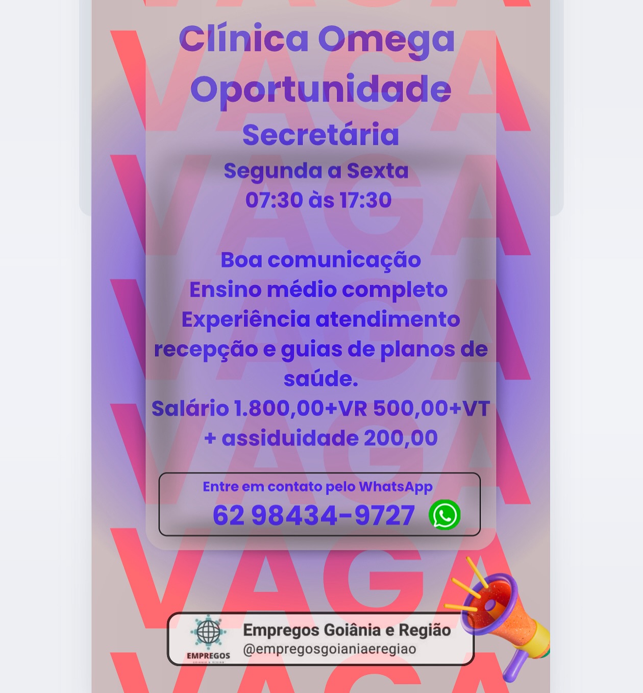 iS)

—

   

Empregos Goiania e Regiao ‘

os @empregosgoianiaeregiao Empregos Goiania e Regiao
; @empregosgoianiaeregiao \ = = as SE
@ Empregos Goiania e Regiao

EMPREGOS @empregosgoianiaeregiao Clinica Omega
Oportunidade

 

yr a

;. Empregos Goiania e Regido
@empregosgoianiaeregiao