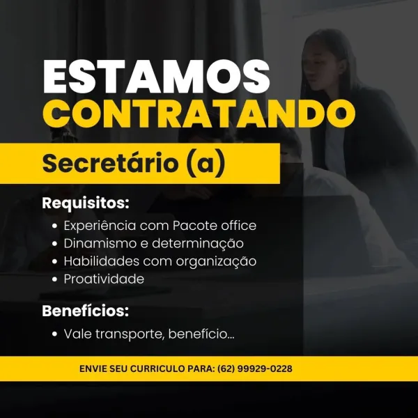 ESTAMOS
CONTRATANDO

Secretdrio (a)

Requisitos:
e Experiéncia com Pacote office
¢ Dinamismo e determinagao

e Habilidades com organizagdo
e Proatividade

Beneficios:

e Vale transporte, beneficio...

ENVIE SEU CURRICULO PARA: (62) 99929-0228 ESTAMOS
CONTRATANDO

Requisitos:
e Experiéncia com Pacote office
e Dinamismo e determina¢gdo

e Habilidades com organizagdo
e Proatividade

Beneficios:
e Vale transporte, beneficio...

ENVIE SEU CURRICULO PARA: (62) 99929-0228 ESTAMOS
CONTRATANDO

Secretdrio (a)

Requisitos:
e Experieéncia com Pacote office
¢ Dinamismo e determinagdo

e Habilidades com organiza¢gdo
e Proatividade

Beneficios:

e Vale transporte, beneficio...

ENVIE SEU CURRICULO PARA: (62) 99929-0228 ESTAMOS
CONTRATANDO

Requisitos:
e Experiéncia com Pacote office
e Dinamismo e determinagdo

e Habilidades com organizagdo
e Proatividade

Beneficios:
e Vale transporte, beneficio...

ENVIE SEU CURRICULO PARA: (62) 99929-0228 ESTAMOS
CONTRATANDO

Secretdario (a)

eto ULC ele
e Expe...