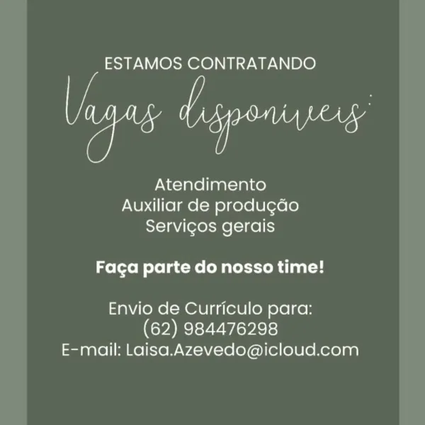 ESTAMOS CONTRATANDO

Atendimento
Auxiliar de produgao
Servigos gerais

Faca parte do nosso time!
Envio de Curriculo para:

(62) 984476298
E-mail: Laisa.Azevedo@icloud.com ESTAMOS CONTRATANDO

Atendimento
Auxiliar de produgdo
Servigos gerais

Faga parte do nosso time!
Envio de Curriculo para:

(62) 984476298
E-mail: Laisa.Azevedo@icloud.com ESTAMOS CONTRATANDO

Atendimento
Auxiliar de produgdo
Servigos gerais

Faga parte do nosso time!

Envio de Curriculo para:
(62) 984476298
E-mail: Laisa.Azevedo@icloud.com ESTAMOS CONTRATANDO

Atendimento
Auxiliar de produgdo
Servigos gerais

Faga parte do nosso time!
Envio de Curriculo para:

(62) 984476298
E-mail: Laisa.Azevedo@icloud.com ESTAMOS CONTRATANDO

Atendimento
Auxiliar de produgao
Servigos gerais

Faca parte do nosso time!
Envio de Curriculo para:

(62) 984476298
E-mail: Laisa.Azevedo@icloud.com ESTAMOS CONTRATANDO

Atendimento
Auxiliar de produgdo
Servigos gerais

Faga parte do nosso time!
Envio de Curriculo para:

(62) 984476298
E-ma...