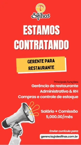 ESTAMOS
UY

GERENTE PARA
RESTAURANTE

 

fore te T roo cell ivel aly
EXT eleraical
‘Compras e controle de estoque

   
 
 
   

Ft eer het)
5,000.00/més

Ded

gerenciagdestinas.com.br be

ESTAMOS
LY

GERENTE PARA
RESTAURANTE.

 

fore De Te cet cog
PCT elie aia
Compras e controle de estoque

 
   
   

Erol [e ls loe a Orel un cao)
5,000.00/més

Fe salad es

ESTAMOS
UY

GERENTE PARA
RESTAURANTE

 

oe ToDo PCat cog
PNT elie aial
Compras e controle de estoque

   
    
 

Er ear eet)
5,000.00/més

Enviar curriculo para. be

ESTAMOS
UY

GERENTE PARA
RESTAURANTE

 

fore To Sr Celt veg
Perel ioe dia
Compras e controle de estoque

 
   
   

Salario + Comisséo
Rees) (aed

Enviar curriculo para.

gerencia@desfihas.com.br ESTAMOS
LY

GERENTE PARA
RESTAURANTE

 

ree De Tr celtic
PNT el Cee aia
Compras e controle de estoque

   
 
 
   

Fer emer TEST
5,000.00/més

ey ad

gerencia@desfinas.com.br be

ESTAMOS
LY

GERENTE PARA
RESTAURANTE

fo reo TC Tet col g
PNT elt aa
fer rot Tee glite Fet...