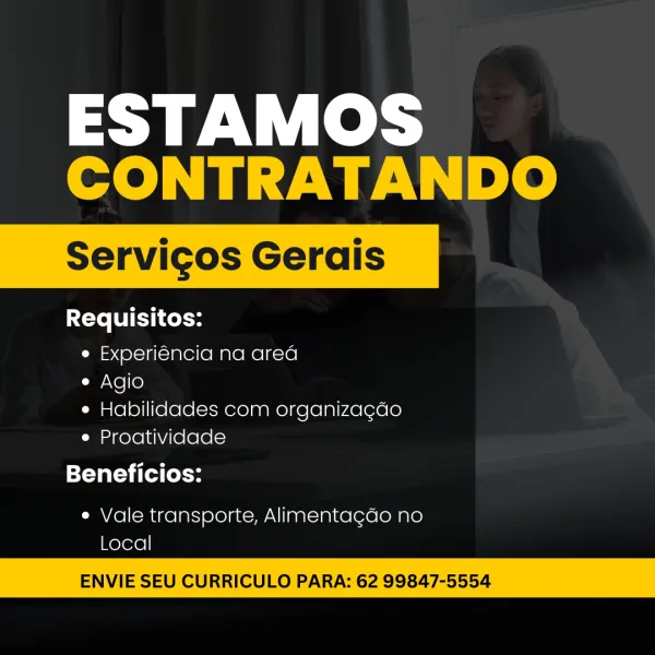 ESTAMOS
CONTRATANDO

Requisitos:
e Experiéncia na area
e Agio
e Habilidades com organizagdo
e Proatividade

Beneficios:

e Vale transporte, Alimentagdo no
Local

ENVIE SEU CURRICULO PARA: 62 99847-5554 ESTAMOS
CONTRATANDO

Requisitos:
e Experiéncia na area
e Agio
e Habilidades com organizagdo
e Proatividade

Beneficios:

e Vale transporte, Alimentagdo no
Local

ENVIE SEU CURRICULO PARA: 62 99847-5554 ESTAMOS
CONTRATANDO

Requisitos:
e Experiéncia na area
e Agio
e Habilidades com organizagdo
e Proatividade

Beneficios:

e Vale transporte, Alimentagdo no
Local

ENVIE SEU CURRICULO PARA: 62 99847-5554 ESTAMOS
CONTRATANDO

Requisitos:
e Experiéncia na area
e Agio
e Habilidades com organizagdo
e Proatividade

Beneficios:

e Vale transporte, Alimentagdo no
Local

ENVIE SEU CURRICULO PARA: 62 99847-5554 ESTAMOS
CONTRATANDO

Requisitos:
e Experiéncia na area
e Agio
e Habilidades com organizagdo
e Proatividade

Beneficios:

e Vale transporte, Alimentagdo no
Local

ENVIE SEU CURRICULO PARA: 6...