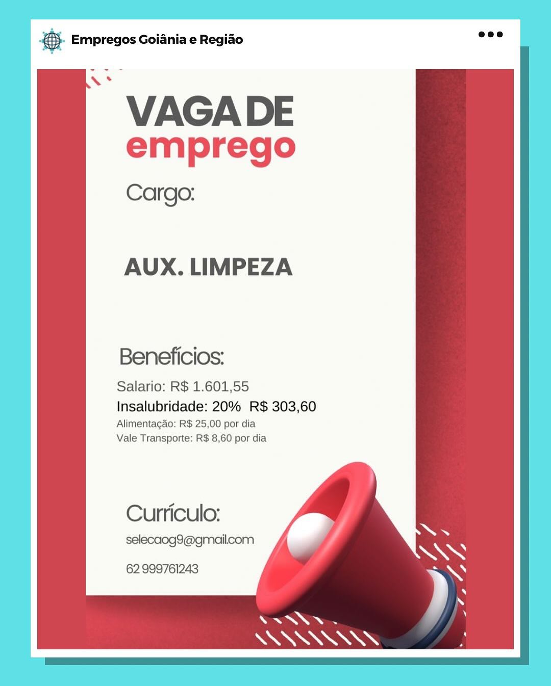 Base Empregos Goiania e Regiao

~ VAGADE
emprego

Cargo:

AUX. LIMPEZA

Beneficios:

Salario: R$ 1.601,55

Insalubridade: 20% R$ 303,60

Alimentagao: R$ 25,00 por dia
Vale Transporte: R$ 8,60 por dia

Curriculo:
selecaog3@gmailcom

62 999761243 &S Empregos Goiania e Regiao

~ VAGADE
emprego

Cargo:

   
     
   
 
   
        
 
  

AUX. LIMPEZA

Beneficios:

Salario: R$ 1.601,55

Insalubridade: 20% R$ 303,60

Alimentagao: R$ 25,00 por dia
Vale Transporte: R$ 8,60 por dia

  

  
   
   

Curriculo:

selecaog9@gmailcom

62999761243

SS & Empregos Goiania e Regiado

~ VAGADE
emprego

Cargo:

AUX. LIMPEZA

Beneficios:

Salario: R$ 1.601,55

Insalubridade: 20% R$ 303,60
Alimentacao: R$ 25,00 por dia
Vale Transporte: R$ 8,60 por dia

Curriculo:
selecaog9@gmailcom

62 999761243 & Empregos Goiania e Regiao

VAGA DE
emprego

Cargo:

AUX. LIMPEZA

Beneficios:

Salario: R$ 1.601,55

Insalubridade: 20% R$ 303,60

Alimentagao: R$ 25,00 por dia
Vale Transporte: R$ 8,60 por dia

Curriculo:

selecaog9@gmailcom

62 999761243 gS Empregos Goiania e Regiao

~ VAGADE
emprego

Cargo:

AUX. LIMPEZA

Beneficios:

Salario: R$ 1.601,55

Insalubridade: 20% R$ 303,60
Alimentagao: R$ 25,00 por dia
Vale Transporte: R$ 8,60 por dia

Curriculo:
selecaog93@gmailcom
62999761243 & Empregos Goiania e Regiao

VAGA DE
emprego

Cargo:

AUX. LIMPEZA

Beneficios:

Salario: R$ 1.601,55

Insalubridade: 20% R$ 303,60

Alimentagao: R$ 25,00 por dia
Vale Transporte: R$ 8,60 por dia

Curriculo:

selecaog9@gmailcom

62 999761243 cay Empregos Goiania e Regiao

~ VAGADE
emprego

Cargo:

AUX. LIMPEZA

Beneficios:

Salario: R$ 1.601,55

Insalubridade: 20% R$ 303,60

Alimentagao: R$ 25,00 por dia
Vale Transporte: R$ 8,60 por dia

Curriculo:
selecaog9@gmailcom
62 999761243

NIRS S Empregos Goiania e Regido aoe

~ VAGADE
emprego

Cargo:

   
    
   
 
   
        
 
  

AUX. LIMPEZA

Beneficios:

Salario: R$ 1.601,55

Insalubridade: 20% R$ 303,60

Alimentacao: R$ 25,00 por dia
Vale Transporte: R$ 8,60 por dia

  

Curriculo:

selecaog9@gmailcom

  
   
   

62 999761243 a Empregos Goiania e Regiao

emprego
Cargo:

AUX. LIMPEZA

Beneficios:

Salario: R$ 1.601,55

Insalubridade: 20% R$ 303,60

Alimentagao: R$ 25,00 por dia
Vale Transporte: R$ 8,60 por dia

Curnjiculo:
selecaogY@gmailcom
62999761243 &). Empregos Goiania e Regiao eee

*~ VAGADE
emprego

Cargo:

   
    
   
 
   
        
 
  

AUX. LIMPEZA

Beneficios:

Salario: R$ 1.601,55

Insalubridade: 20% R$ 303,60

Alimentacao: R$ 25,00 por dia
Vale Transporte: R$ 8,60 por dia

  

  
   
   

Curriculo:

selecaog9@gmailcom

62 999761243
