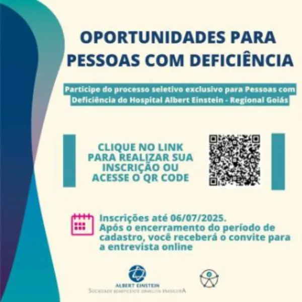 OPORTUNIDADES PARA
PESSOAS COM DEFICIENCIA

Participe do processo seletivo exclusive para Pessoas com
ea Ree eeu ur ert!

     

CLIQUE NO LINK
PARA REALIZAR SUA
INSCRICAO OU
ACESSE O QR CODE

 

inscrigées até 06/07/2025.

Apdés o encerramento do periodo de
cadastro, vocé recebera o convite para
a entrevista online

ALBERT KINETON &
: ; A OPORTUNIDADES PARA
PESSOAS COM DEFICIENCIA

Participe do processo seletivo exclusive para Pessoas com
ee ee Crests

CLIQUE NO LINK
PARA REALIZAR SUA
INSCRICAO OU
ACESSE O QR CODE

 

inscric6es até 06/07/2025.

Apés o encerramento do periodo de
cadastro, vocé recebera o convite para
a entrevista online

ALBERT EINETIONM & OPORTUNIDADES PARA
PESSOAS COM DEFICIENCIA

Participe do processo seletivo exclusivo para Pessoas com
ie a ee ees ur eel ay

     

CLIQUE NO LINK
PARA REALIZAR SUA
INSCRICAO OU
ACESSE O QR CODE

 

Inscrigoes até 06/07/2025.

Apoés 0 encerramento do periodo de
cadastro, vocé recebera o convite para
a entrevista online

ALBENT KI...