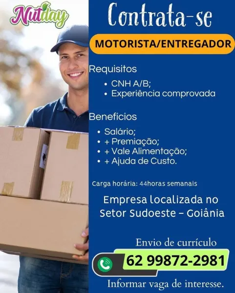 Ven nce relsiies)

a |
i * CNH A/B;
i » Experiéncia comprovada

Beneficios

e Saldrio;

e + Premiagdo;

e + Vale Alimenta¢do;
e + Ajuda de Custo.

Carga horaria: 44horas semanais

Empresa localizada no
Setor Sudoeste - Goiania

Envio de curriculo

_ Cay e2 99872-2981

Informar vaga de interesse. | Contrata-se

> > ReCtisiies

e CNH A/B;
e Experiéncia comprovada

- Beneficios

Casxe|(o] gio}

e + Premiagao;

¢ + Vale Alimentagdo;
¢ + Ajuda de Custo.

Carga horaria: 44horas semanais

Empresa localizada no
Setor Sudoeste - Goiania

Envio de curriculo

— ye 99872-2981

Informar vaga de interesse. OmO@N UAVs =)
* Experiéncia comprovada

Beneficios

e Saldrio;

Ceo mad= ie nl Le(exe [ey
Cerone] (“WAN inal=alre[exe(oy
¢ + Ajuda de Custo.

Carga horaria: 44horas semanais

Empresa localizada no
Setor Sudoeste - Goiania

Envio de curriculo

Gaye 99872-2981

Informar vaga falcp bela Renton Contrata-se

o™% Requisitos

¢ CNH A/B;
e Experiéncia comprovada

~ Beneficios

¢ Saldrio;

e + Premiagao...