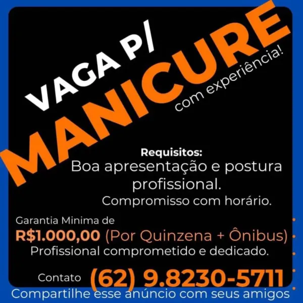 Requisitos:
Boa apresentacao e postura
profissional.
Compromisso com horario.

Garantia Minima de

, ! |
Profissional comprometido e dedicado.

Contato
Compartilhe esse anuncio com seus amigos Requisitos:
Boa apresentacao e postura

profissional.
Compromisso com horario.

Garantia Minima de °

R$1.000,00 (Por Quinzena + Onibus) +

Profissional comprometido e dedicado. Z

ferotgy eles) (62 9.8230-5711

Compartilhe esse Anuncio com seus amigos Requisitos:
Boa apresentacao e postura

profissional.
Compromisso com horario.

Garantia Minima de

Profissional comprometido e dedicado.

Contato
Compartilhe esse anuncio com seus amigos Requisitos:
lee) apresenta¢cao e postura

profissional.
Compromisso com horario.

Garantia Minima de °

R$1.000,00 (Por Quinzena + Onibus) +

Profissional comprometido e dedicado.

Contato (62 9.8230-5711

Compartilhe esse Anuncio com seus amigos Requisitos:
Boa apresentacao e postura

profissional.
Compromisso com horario.

Garantia Minima de

Profissional com...